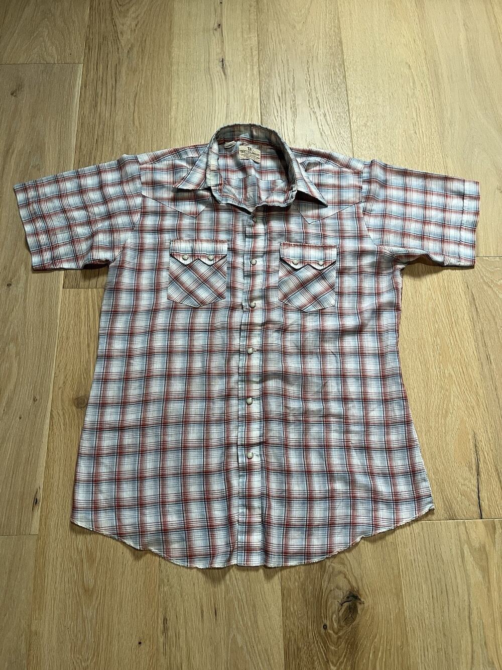 Vintage Dee Cee Western Shirt Mens 16.5 Pearl Snap Short Sleeve Made In USA 70s